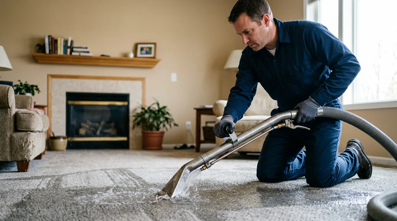Water damage restoration technician working near Sheldon, WI